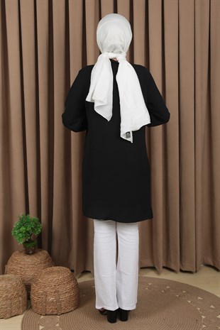 Kadın Siyah Kravatlı Ayrobin Tunik